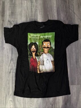 Ripple Junction Black Graphic Tee — Linda & Bob Cartoon Print